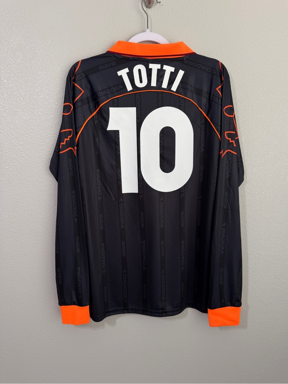 Diadora Roma 1999/2000 Totti third Soccer black long sleeve soccer Jersey